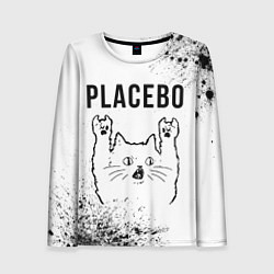 Женский лонгслив Placebo рок кот на светлом фоне