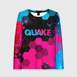 Женский лонгслив Quake - neon gradient: символ сверху