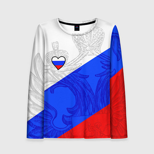 Женский лонгслив Сердечко - Россия / 3D-принт – фото 1