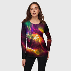 Лонгслив женский Небула в космосе разноцветная - нейронная сеть, цвет: 3D-принт — фото 2