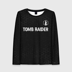 Женский лонгслив Tomb Raider glitch на темном фоне: символ сверху