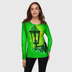 Лонгслив женский Уличный зелёный фонарь, цвет: 3D-принт — фото 2