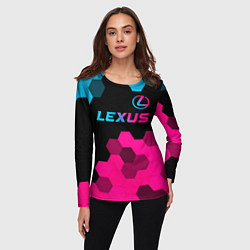 Лонгслив женский Lexus - neon gradient: символ сверху, цвет: 3D-принт — фото 2