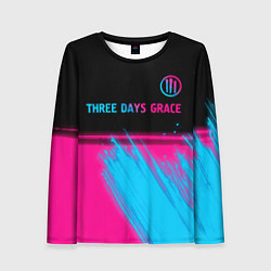 Лонгслив женский Three Days Grace - neon gradient: символ сверху, цвет: 3D-принт