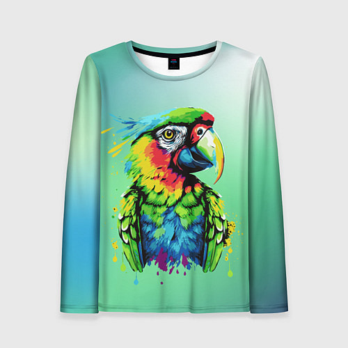 Женский лонгслив Разноцветный попугай / 3D-принт – фото 1