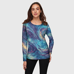 Лонгслив женский Путеводная звезда в космосе, цвет: 3D-принт — фото 2