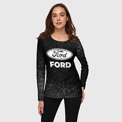 Лонгслив женский Ford с потертостями на темном фоне, цвет: 3D-принт — фото 2