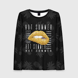 Лонгслив женский Губы и ананасы, цвет: 3D-принт
