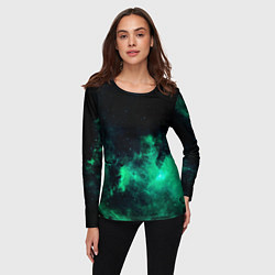 Лонгслив женский Зелёная галактика Midjourney, цвет: 3D-принт — фото 2