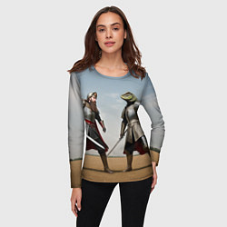 Лонгслив женский Древний Рус против Ящера, цвет: 3D-принт — фото 2