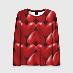 Лонгслив женский Red hearts, цвет: 3D-принт