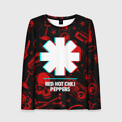 Лонгслив женский Red Hot Chili Peppers rock glitch, цвет: 3D-принт