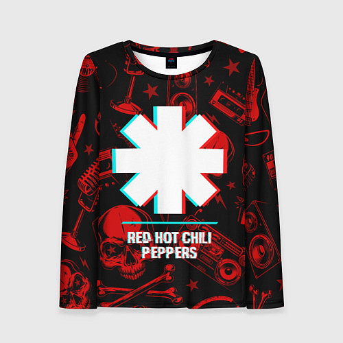 Женский лонгслив Red Hot Chili Peppers rock glitch / 3D-принт – фото 1