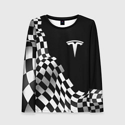 Женский лонгслив Tesla racing flag