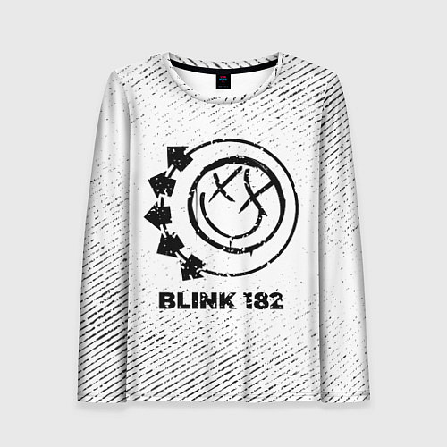 Женский лонгслив Blink 182 с потертостями на светлом фоне / 3D-принт – фото 1