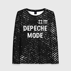 Лонгслив женский Depeche Mode glitch на темном фоне: символ сверху, цвет: 3D-принт