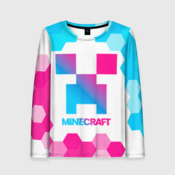 Женский лонгслив Minecraft neon gradient style