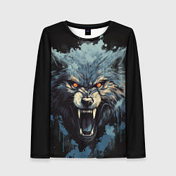 Женский лонгслив Blue black wolf