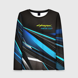 Женский лонгслив Cyberpunk 2077 phantom liberty black blue abstract