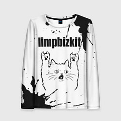 Лонгслив женский Limp Bizkit рок кот на светлом фоне, цвет: 3D-принт