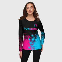 Лонгслив женский Pokemon - neon gradient: символ сверху, цвет: 3D-принт — фото 2