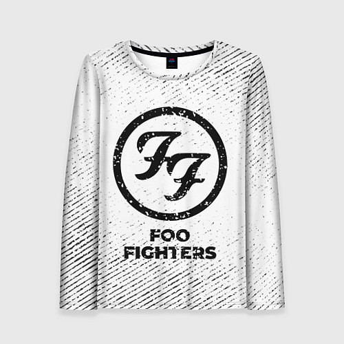 Женский лонгслив Foo Fighters с потертостями на светлом фоне / 3D-принт – фото 1