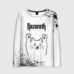 Лонгслив женский Nazareth рок кот на светлом фоне, цвет: 3D-принт