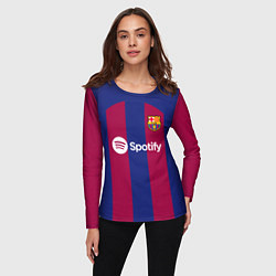 Лонгслив женский ФК Барселона форма 2324 домашняя, цвет: 3D-принт — фото 2