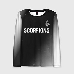 Женский лонгслив Scorpions glitch на темном фоне: символ сверху