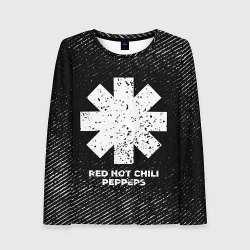 Женский лонгслив Red Hot Chili Peppers с потертостями на темном фон / 3D-принт – фото 1