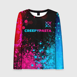 Лонгслив женский CreepyPasta - neon gradient: символ сверху, цвет: 3D-принт