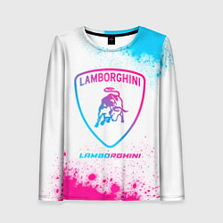 Лонгслив женский Lamborghini neon gradient style, цвет: 3D-принт