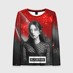 Женский лонгслив Jisoo black red background