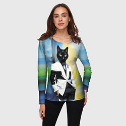 Лонгслив женский Cat fashionista - neural network - pop art, цвет: 3D-принт — фото 2