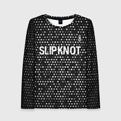 Лонгслив женский Slipknot glitch на темном фоне: символ сверху, цвет: 3D-принт