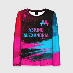 Женский лонгслив Asking Alexandria - neon gradient: символ сверху
