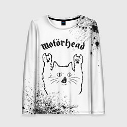 Лонгслив женский Motorhead рок кот на светлом фоне, цвет: 3D-принт