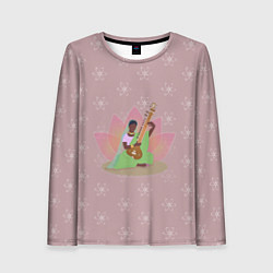 Лонгслив женский Индийская девушка играет на ситаре, цвет: 3D-принт