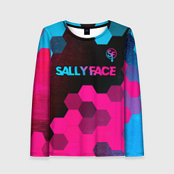 Лонгслив женский Sally Face - neon gradient: символ сверху, цвет: 3D-принт
