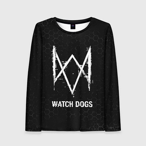 Женский лонгслив Watch Dogs glitch на темном фоне / 3D-принт – фото 1