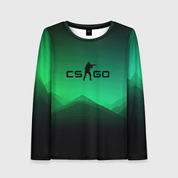 Лонгслив женский CS GO green black background, цвет: 3D-принт