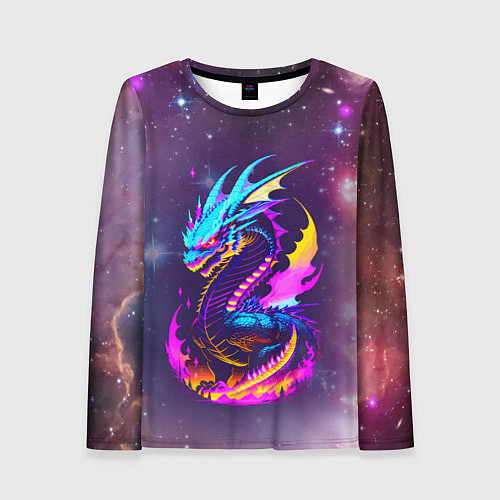 Женский лонгслив Space dragon - neon glow - neural network / 3D-принт – фото 1