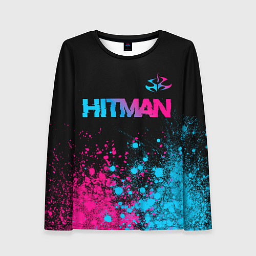 Женский лонгслив Hitman - neon gradient: символ сверху / 3D-принт – фото 1