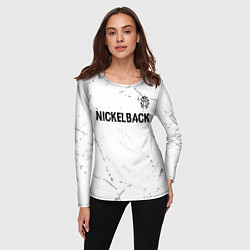 Лонгслив женский Nickelback glitch на светлом фоне: символ сверху, цвет: 3D-принт — фото 2