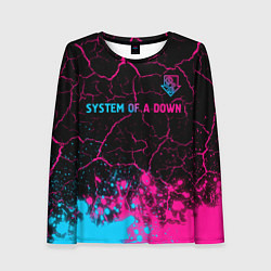 Женский лонгслив System of a Down - neon gradient: символ сверху