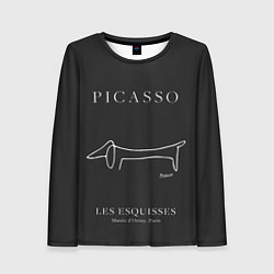 Лонгслив женский Собака на черном - Пабло Пикассо, цвет: 3D-принт