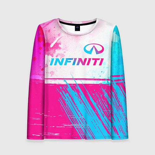 Женский лонгслив Infiniti neon gradient style: символ сверху / 3D-принт – фото 1