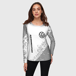 Лонгслив женский Volkswagen speed на светлом фоне со следами шин: н, цвет: 3D-принт — фото 2