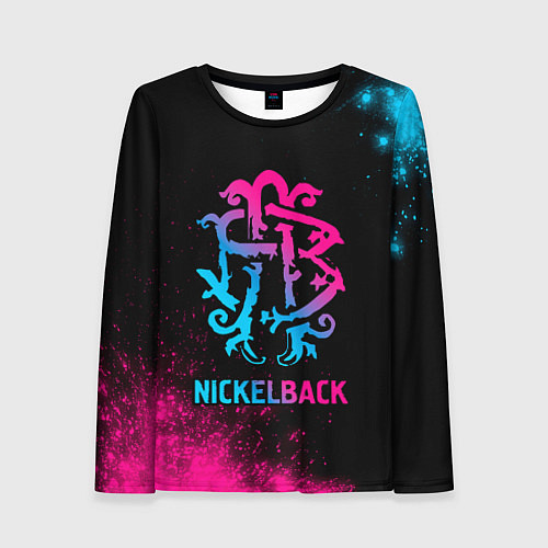 Женский лонгслив Nickelback - neon gradient / 3D-принт – фото 1