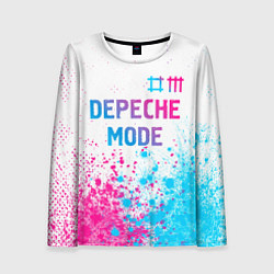 Лонгслив женский Depeche Mode neon gradient style: символ сверху, цвет: 3D-принт
